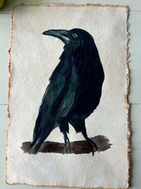 Original Hand-Painted Raven Watercolor Painting